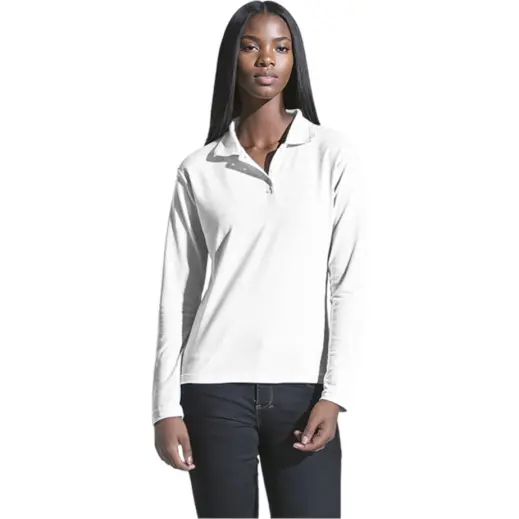 White Main Ladies 175g Pique Knit Long Sleeve Golfer